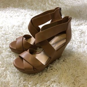 Jessica Simpson Tan Strappy Wedges – NEVER WORN